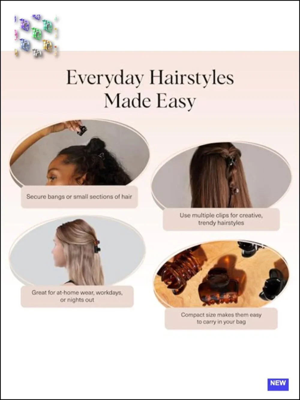 Small Hair Claws - Recycled Plastic, Stay-in-Place Clips for Women